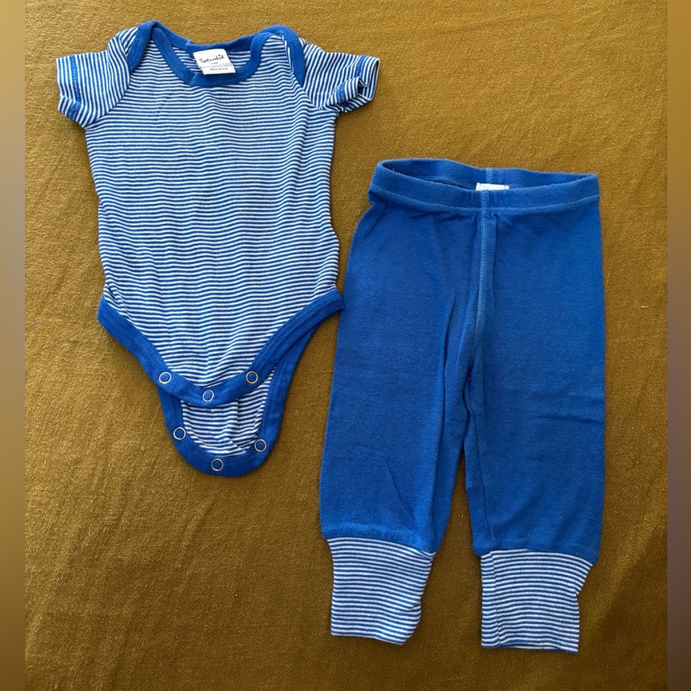Splendid Blue and White Striped Bodysuit Set